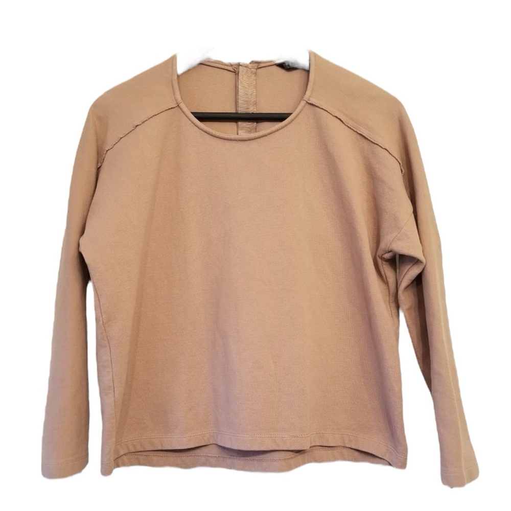 ZARA Basic Beige Textured Fabric in Neutral Khaki Size Large— great for layering - Picture 2 of 8